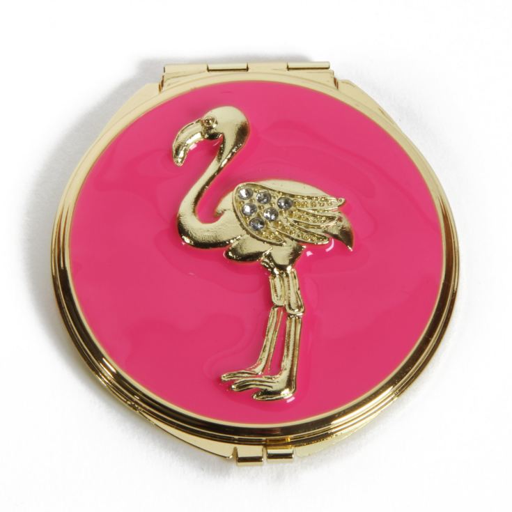 Sophia Pink Flamingo Design Compact Mirror The Gift Experience