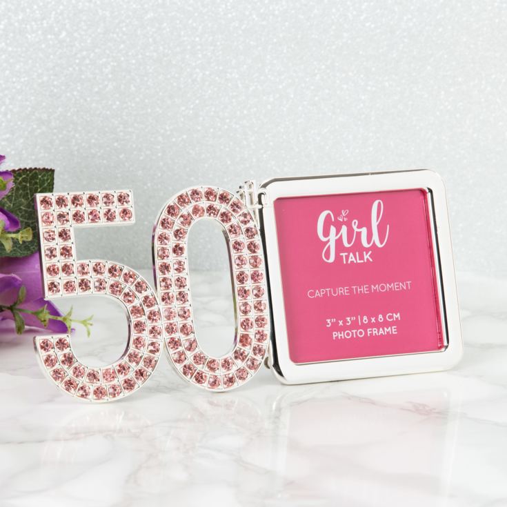 3" x 3" - Girl Talk Pink Crystal Frame - 50 product image
