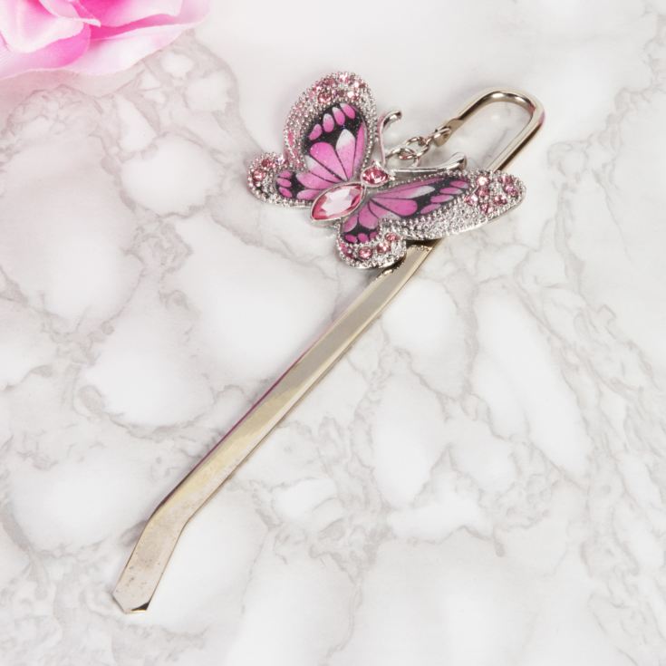 Sophia Silver & Pink Epoxy Butterfly Bookmark product image