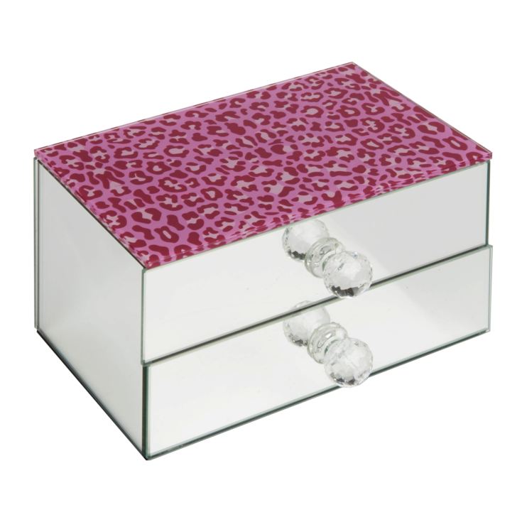 Girl Talk Glass Pink Leopard Print Jewellery Box product image