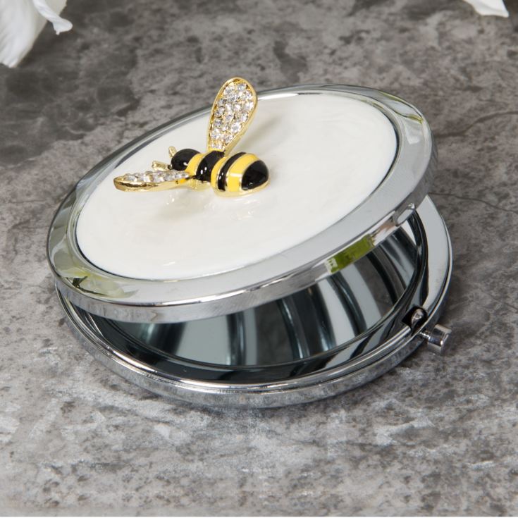 Sophia Silverplate & Crystal Bumble Bee Compact Mirror product image