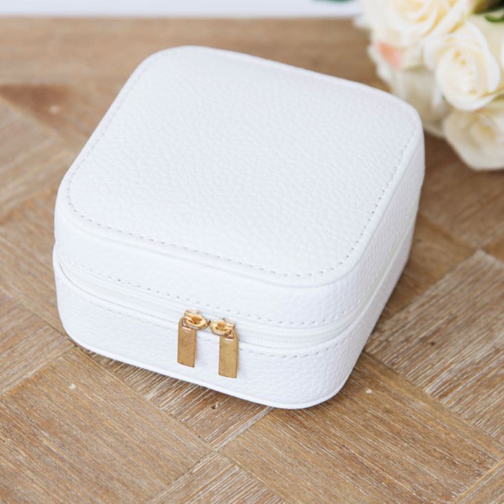 Sophia Small Leatherette White Jewellery Box Rose Gold Zip product image