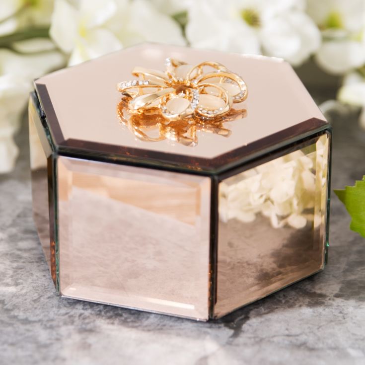 Sophia Hexagonal Champagne Mirror Glass Trinket Box product image