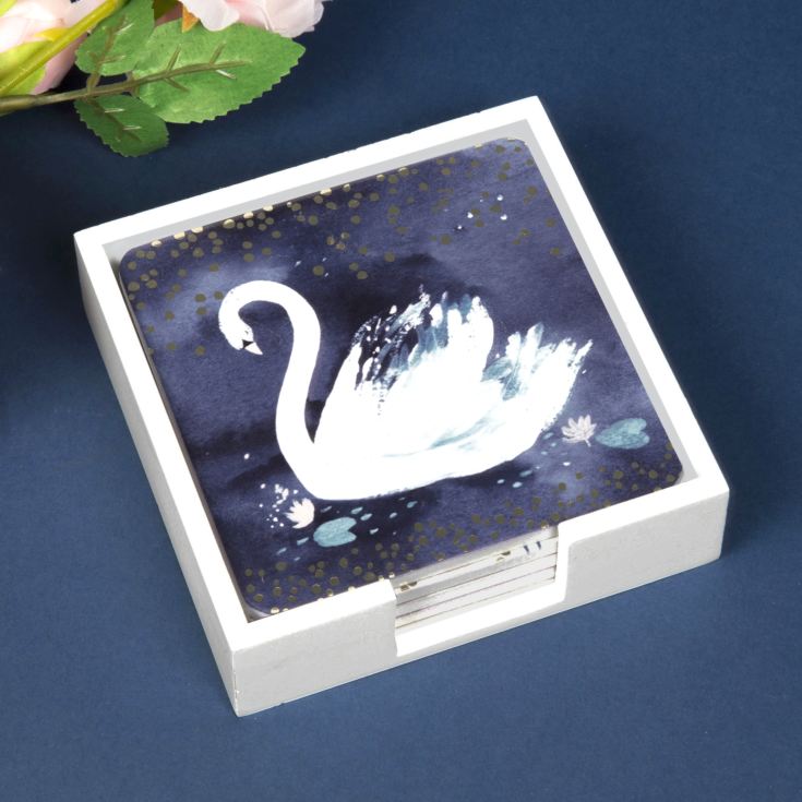 Swan Lake Set of 4 Coasters and Holder product image