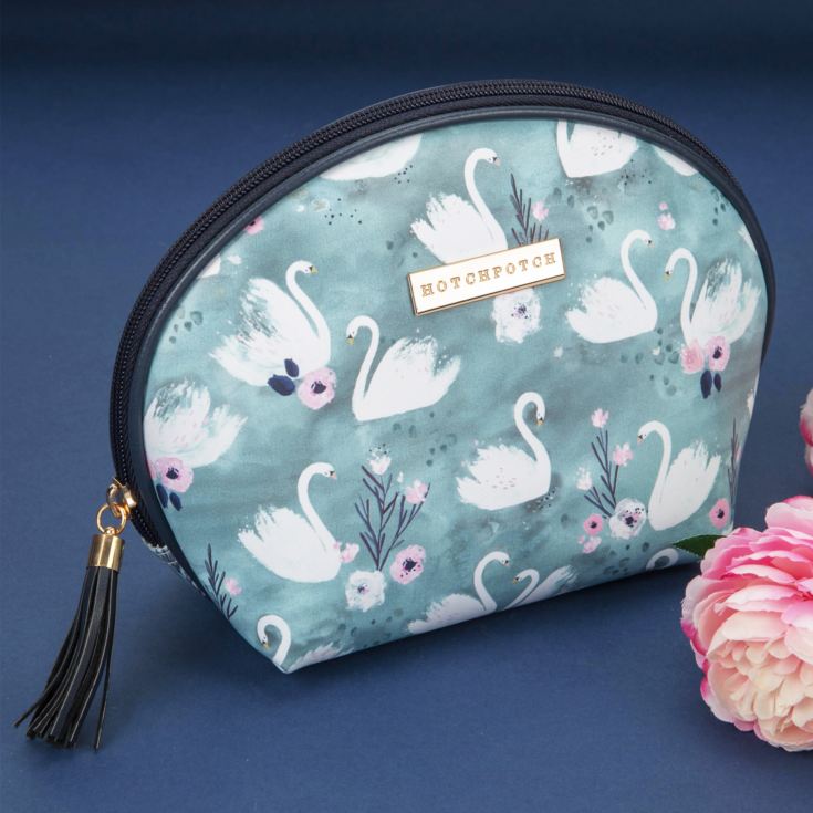 Swan Lake Blue Leatherette Cosmetic Bag product image
