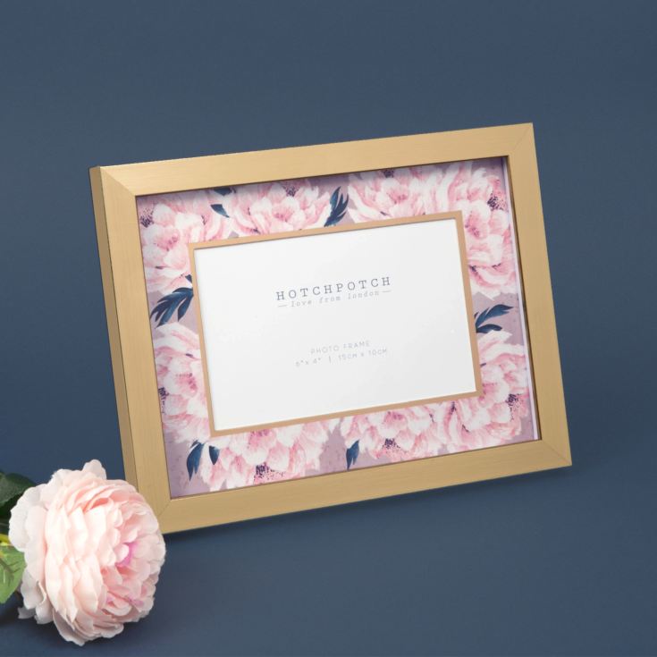 6" x 4" - Swan Lake Gold & Pink Floral Photo Frame product image