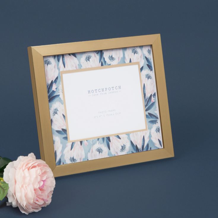 6" x 4" - Swan Lake Gold & Blue Floral Photo Frame product image