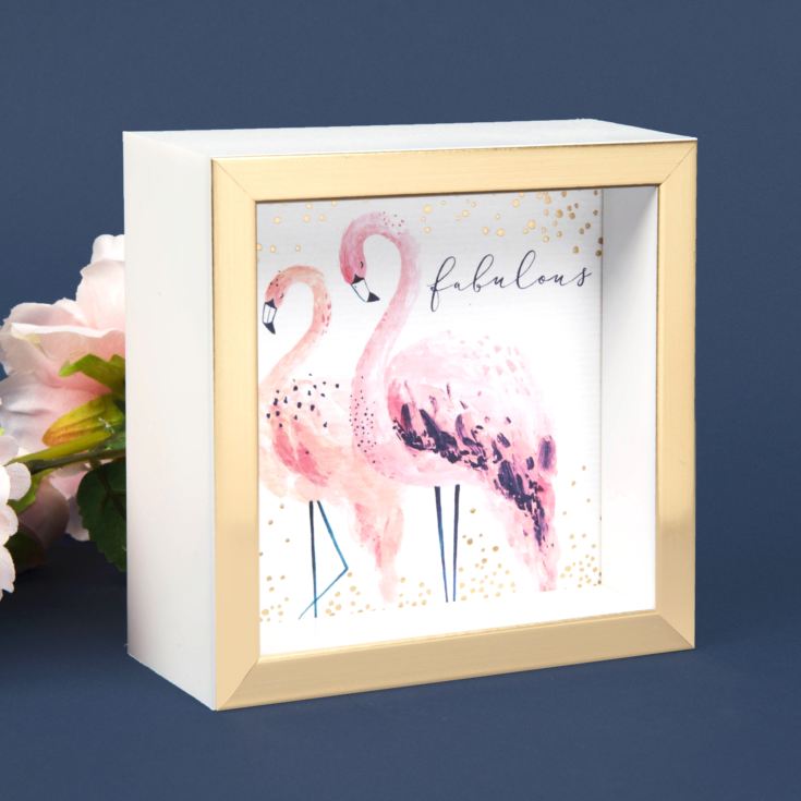 Swan Lake Fabulous Flamingo Gold Wooden Desk Plaque product image