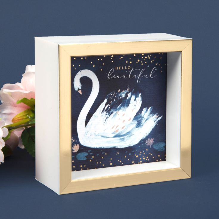 Swan Lake Hello Beautiful Gold Wooden Desk Plaque product image