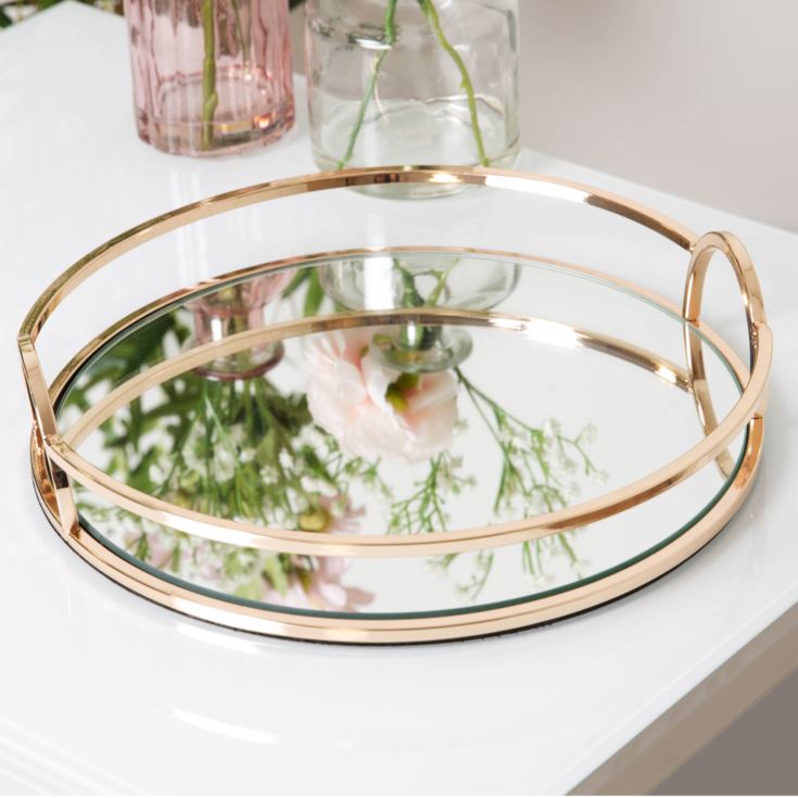 Estella Gold Finish Metal & Glass Tray 28cm product image