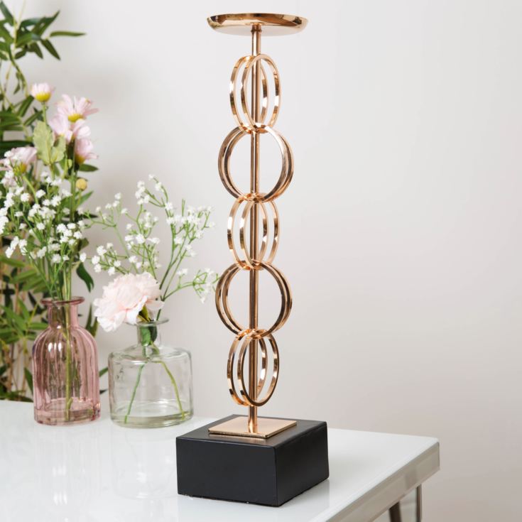 Estella Rose Gold Finish Metal & Glass Candle Holder 41.5cm product image