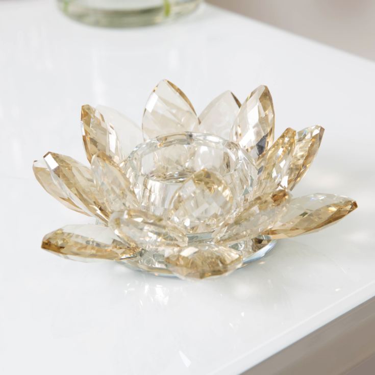 Estella Champagne Finish Metal & Glass Candle Holder 14.5cm product image