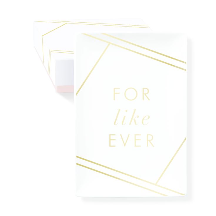 Bridal - White & Gold Trinket Tray 'For Like Ever' product image