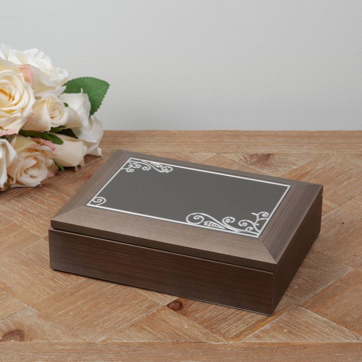 Brushed Pewter Effect Wooden Jewellery Box product image