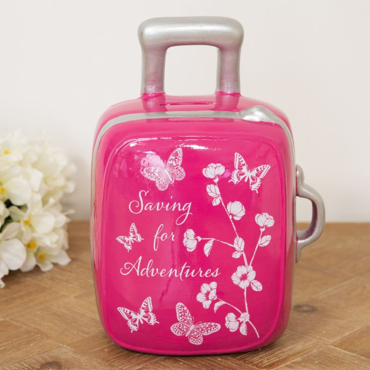 Sophia Pink Butterfly Suitcase Money Bank product image