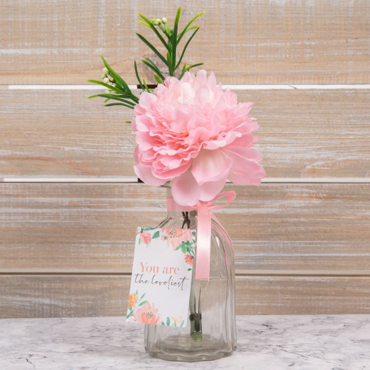 Sophia Artificial Pink Peony in Glass Vase - The Loveliest product image