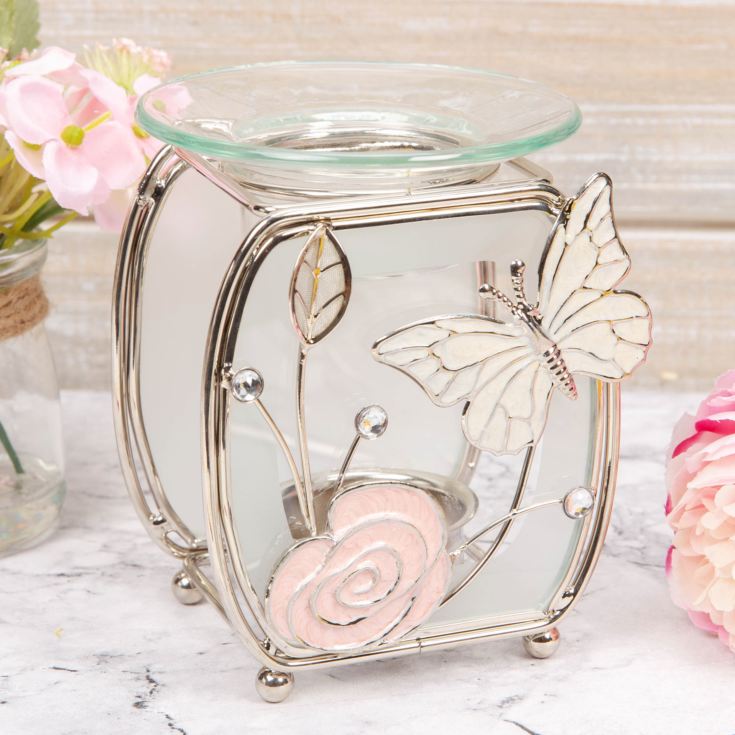 Sophia Frosted Glass & Wire Oil Burner - Butterfly product image