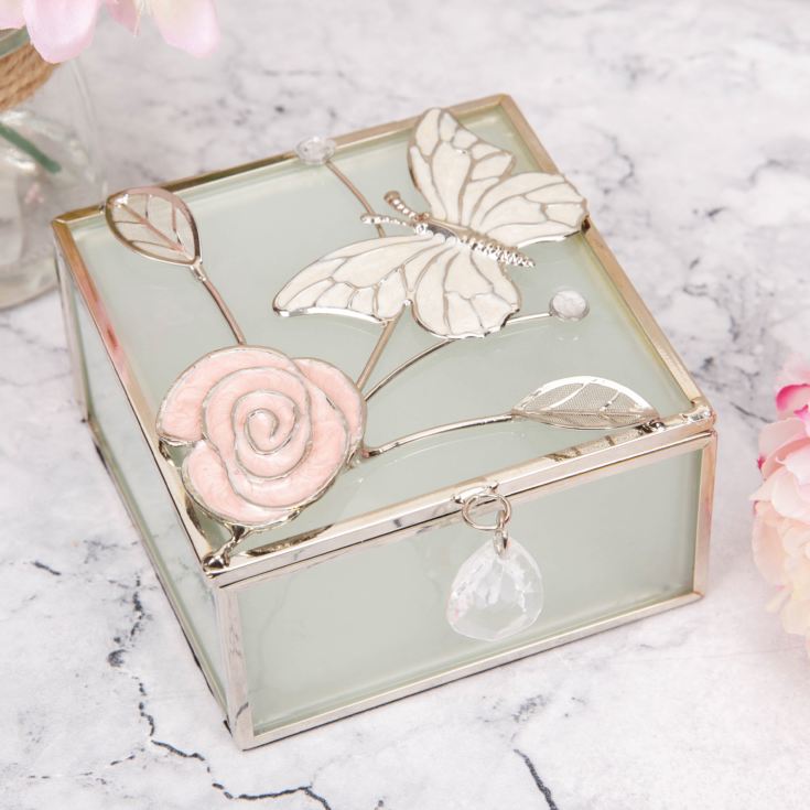 Sophia Glass & Wire Square Trinket Box with Butterfly product image