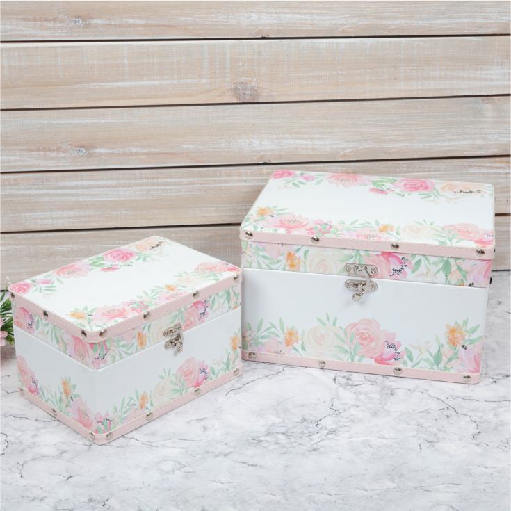 SOPHIA® Classic Set of 2 Floral Leatherette Storage Boxes product image