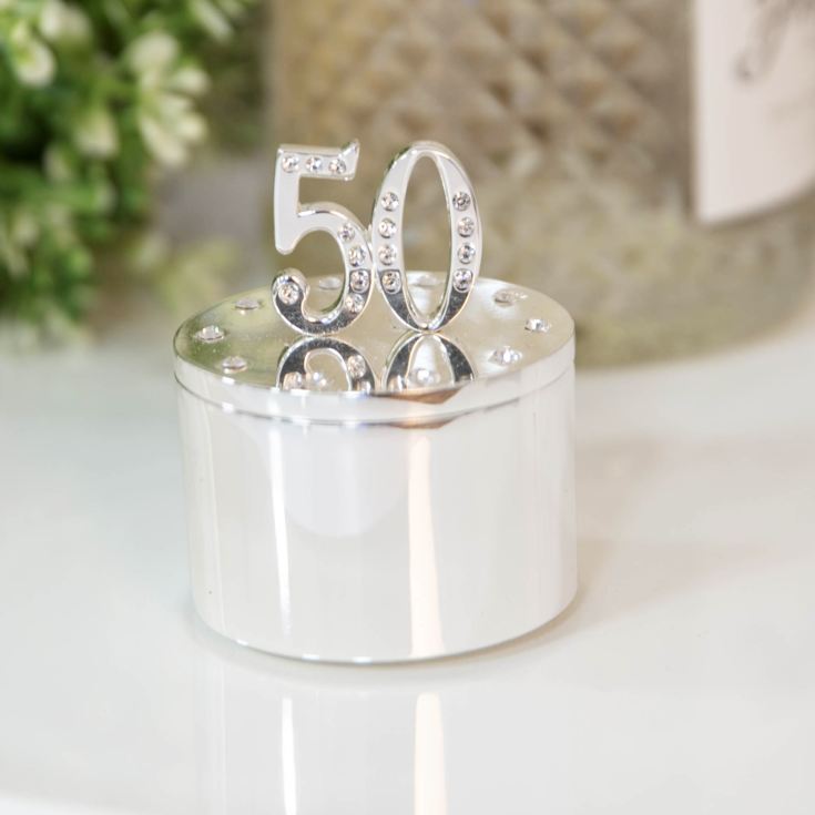 Milestones Silverplated Trinket Box With Crystal 50 product image