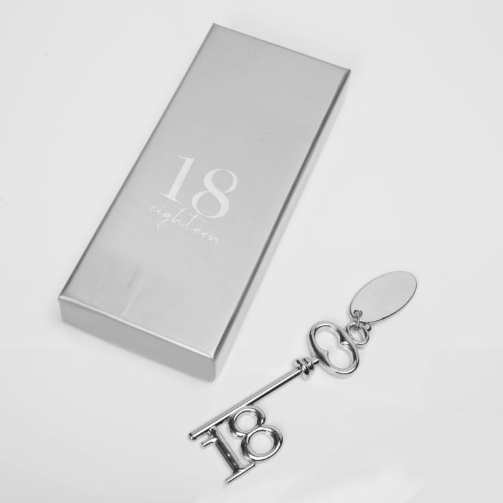 Milestones Silver Plated Birthday Key & Engraving Tag - 18 product image