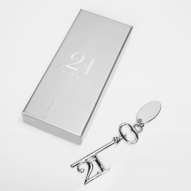 Milestones Silverplated Birthday Key & Engraving Tag - 21 product image