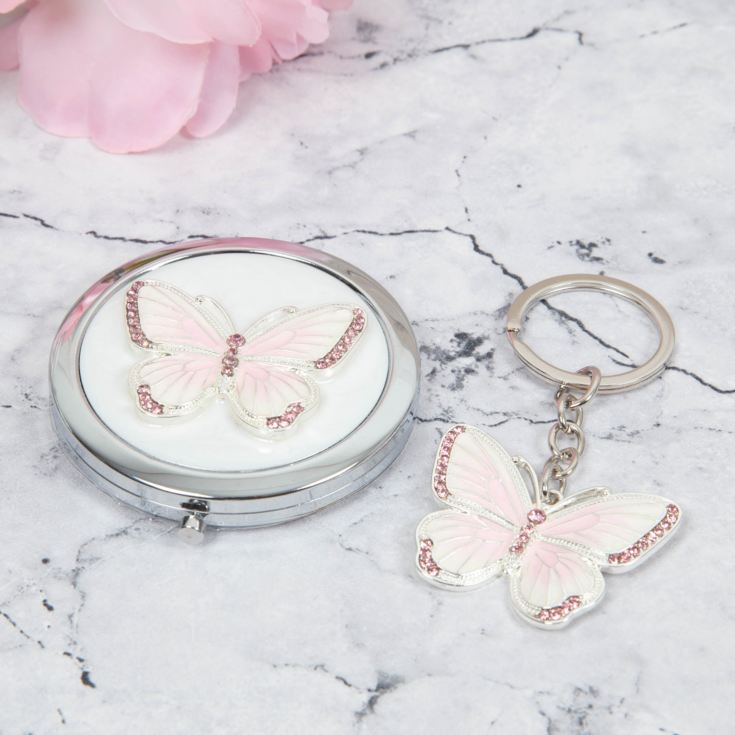 Silverplated & Epoxy Butterfly Compact & Keyring product image