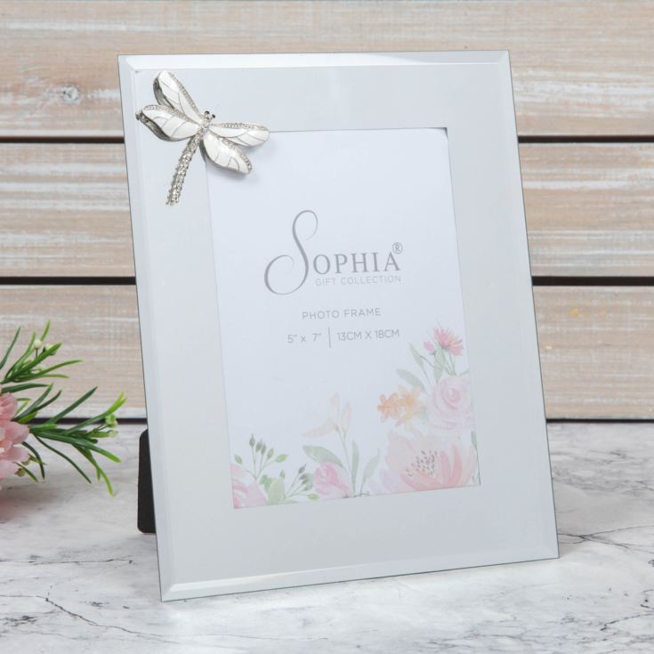 5" x 7" - SOPHIA® Mirror Glass Photo Frame with Dragonfly product image