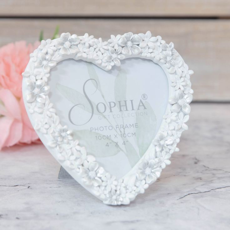 White Floral Resin Heart Shaped Frame product image