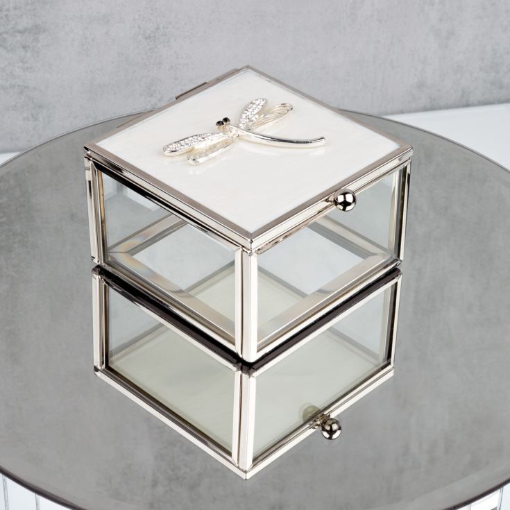 Sophia Dragonfly Trinket Box with White Enamel & Crystals product image