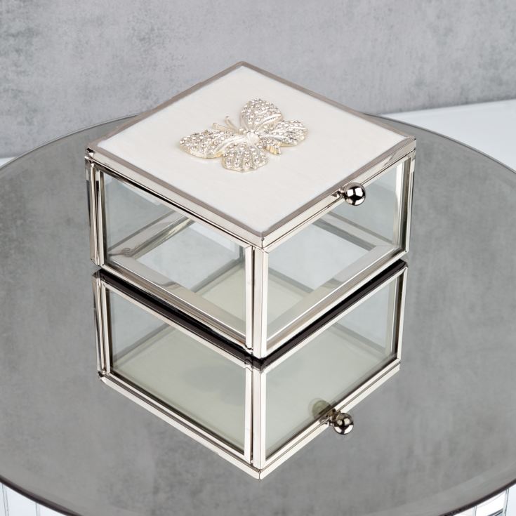 Sophia Butterfly Trinket Box with White Enamel & Crystals product image