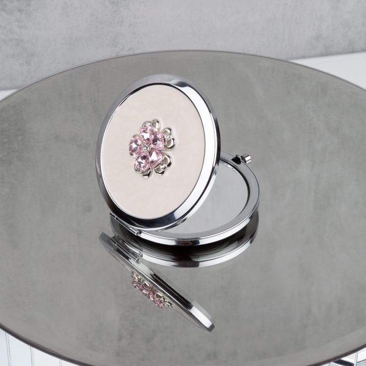 Sophia Silverplate Pink Floral Compact Mirror product image