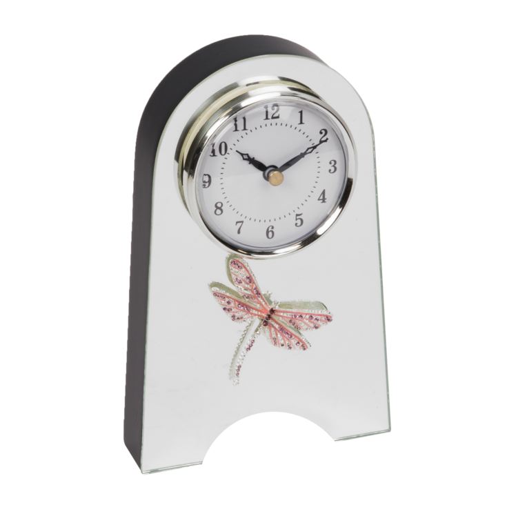 Sophia Pink Crystal Dragonfly Glass Mantel Clock product image