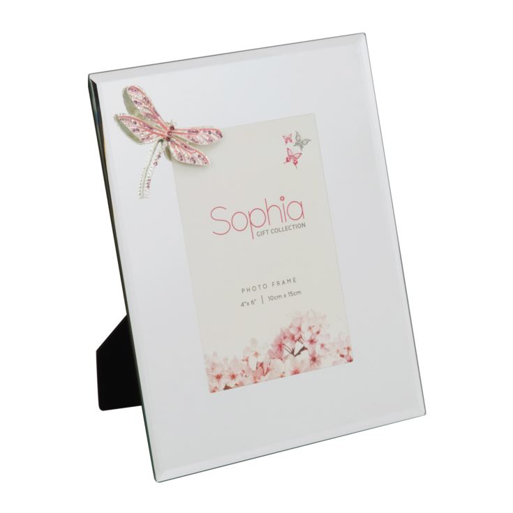 Sophia Pink Crystal Dragonfly Glass Photo Frame 4" x 6" product image