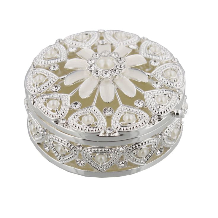 Sophia Silverplated & Pearl Flower Des Round Trinket Box product image