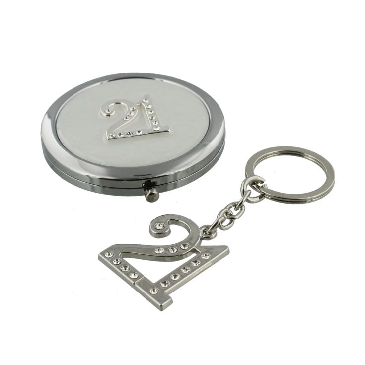 Sophia Silverplated Compact & Keyring Set - 21st Birthday product image