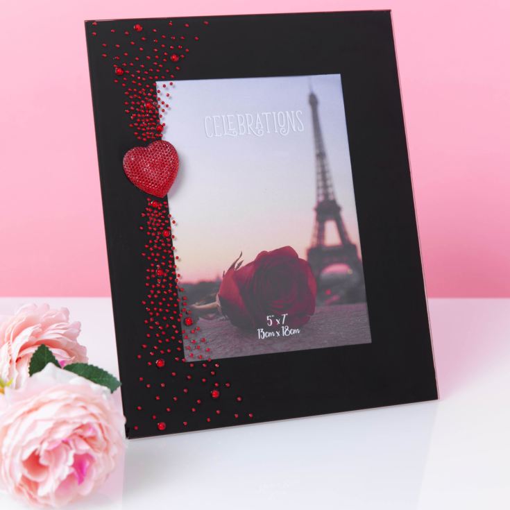 5" x 7" - True Valentine Glass Photo Frame with Gem Heart product image