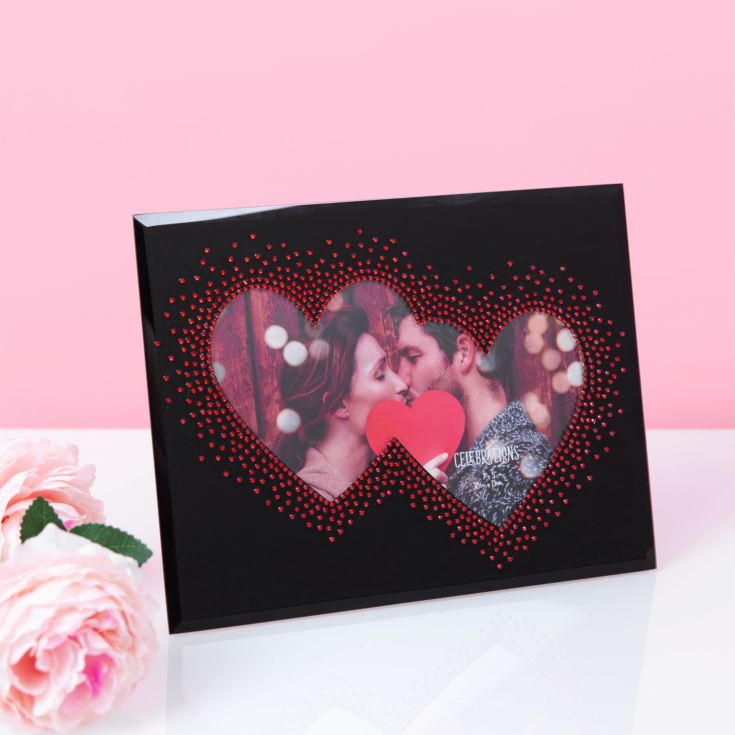 True Valentine Glass Photo Frame with Double Heart  5" x 7" product image