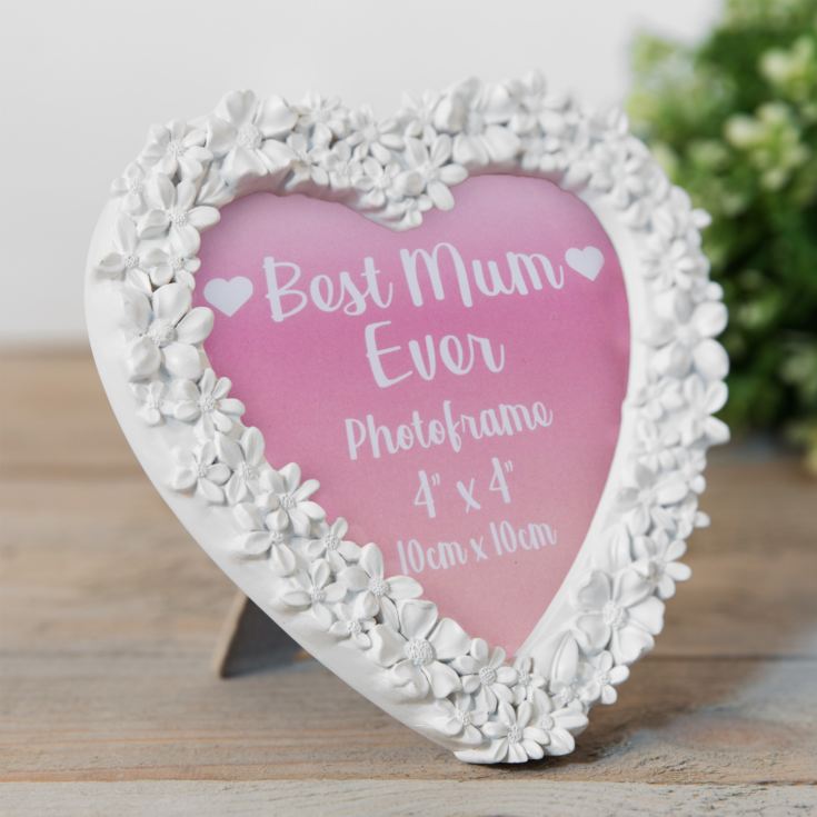 White Heart Resin 3D Flower Photo Frame 4" x 4" product image