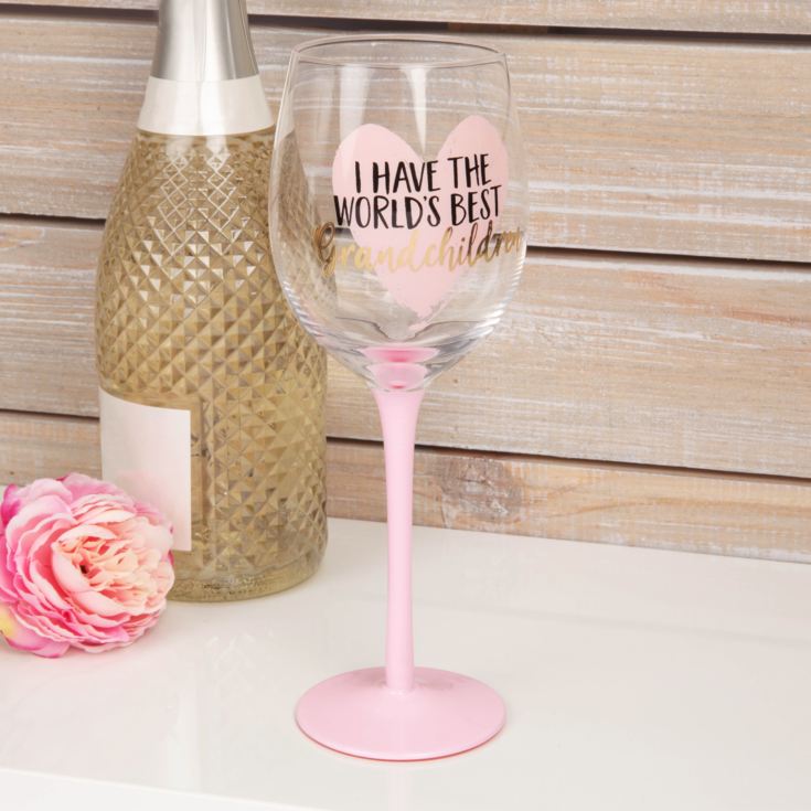 I Have The Worlds Best Grandchildren Wine Glass product image
