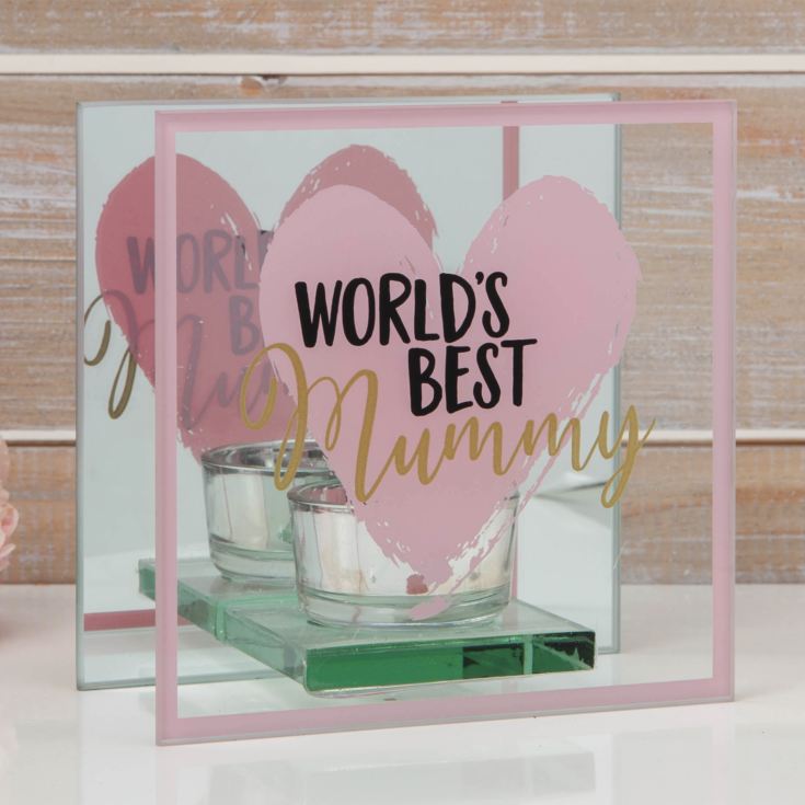 Glass Tealight Holder - World's Best Mummy product image