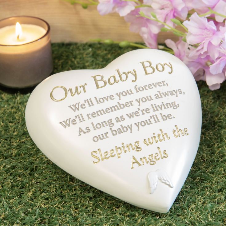 Thoughts Of You Graveside Heart Plaque - Our Baby Boy product image