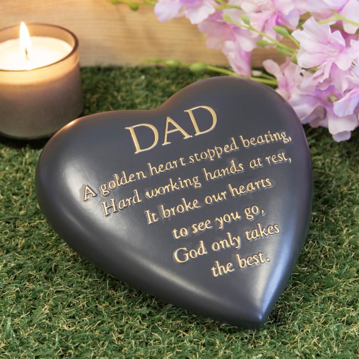 Thoughts Of You Graveside Dark Grey Heart Plaque - Dad product image