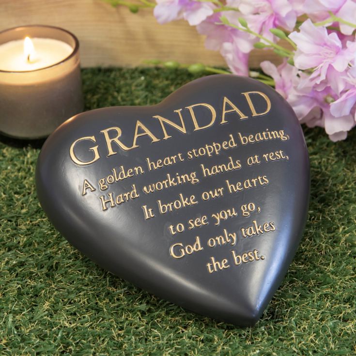 Thought Of You Graveside Dark Grey Heart Memorial - Grandad product image