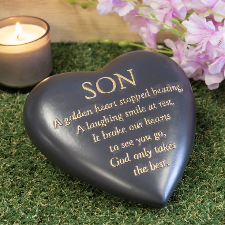 Thoughts Of You Graveside Dark Grey Heart Plaque - Son product image