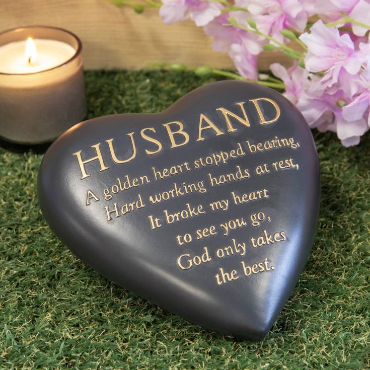 Thoughts Of You Graveside Dark Grey Heart Plaque - Husband product image