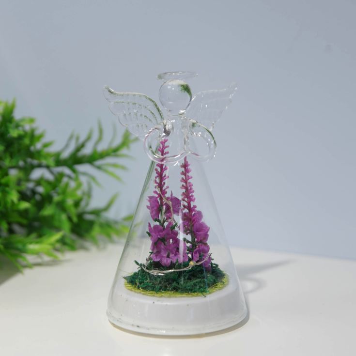 LED Light Up Glass Angel with Artificial Flowers - Small product image