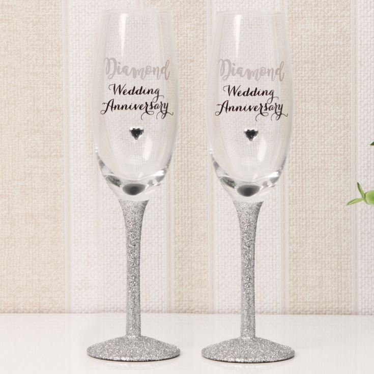 Celebrations Champagne Flutes Set of 2 - Diamond Anniversary product image