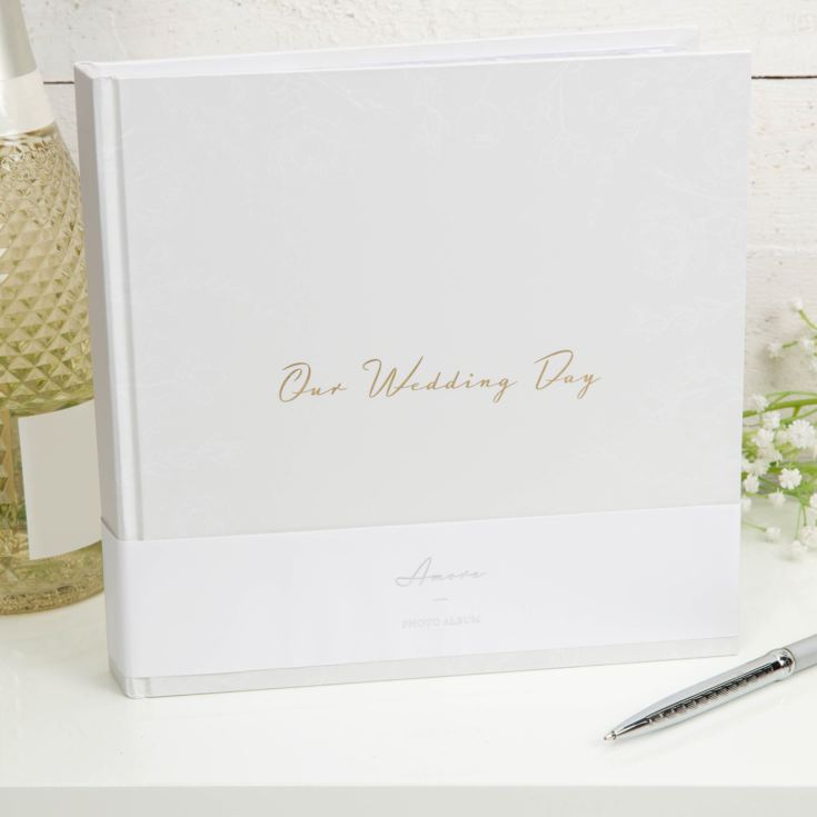 'Our Wedding Day' Grey Floral Photo Album 5" x 7" 50 pages product image