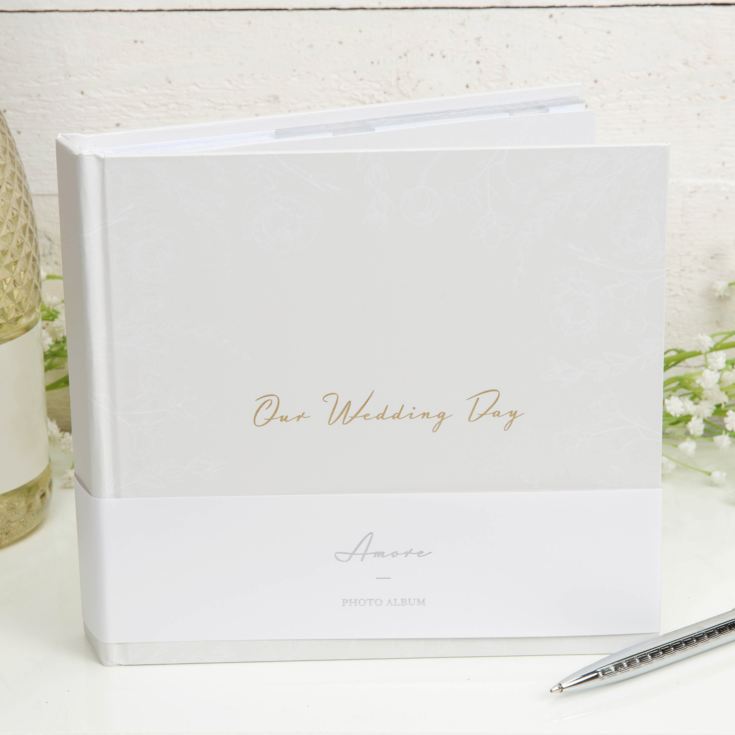 'Our Wedding Day' Grey Floral Photo Album 4" x 6" 50 pages product image